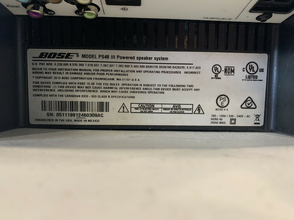 Bose Repair Service For Bose PS28 PS38 PS48 Series III Subwoofer