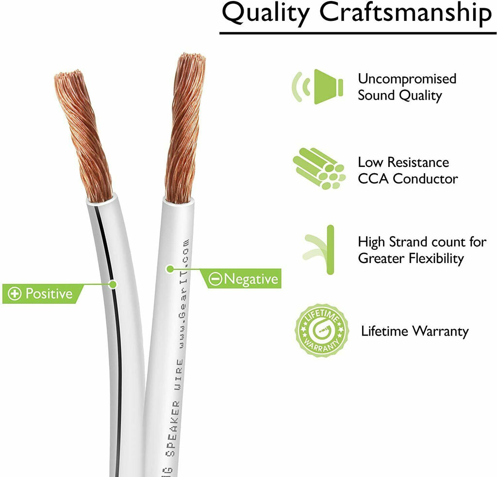 40FT White Speaker Cable for Bose Cube speaker Acoustimass Lifestyle - Single