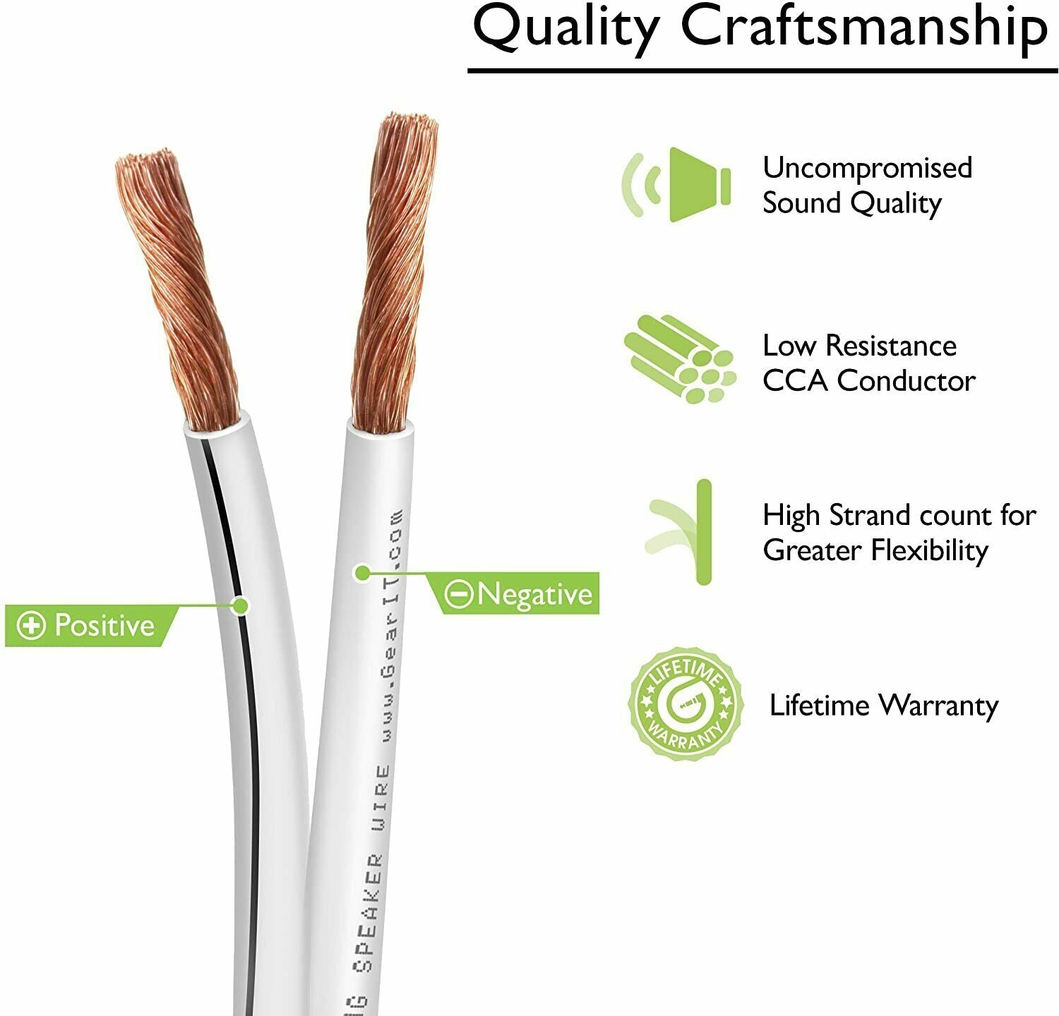 40FT White Speaker Cable for Bose Cube speaker Acoustimass Lifestyle - Single