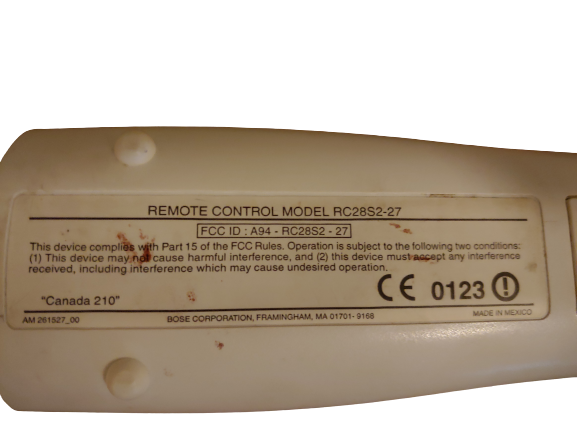 Bose Lifestyle Remote Control RC28S2-27 For Bose AV28