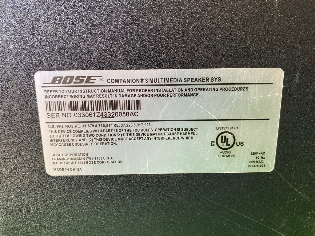 Bose Companion 3 Multimedia Speaker System (Single Subwoofer)