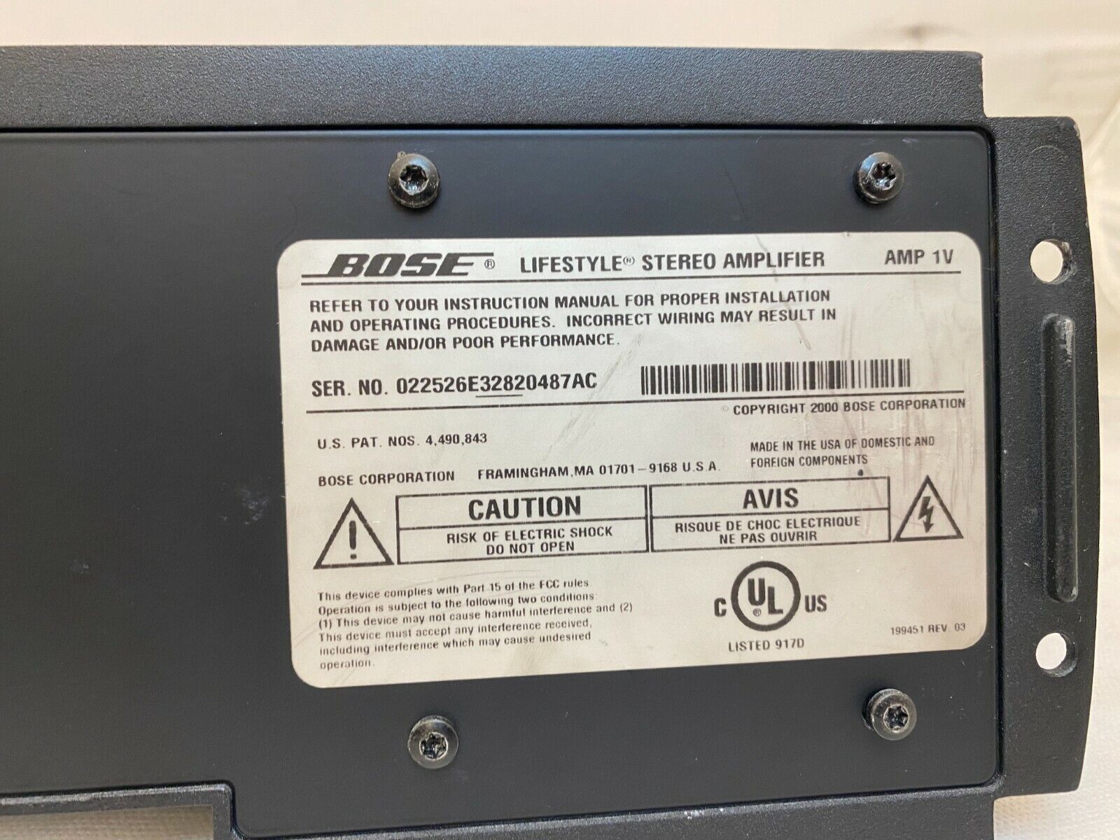 Bose Lifestyle Stereo Amplifier AMP 1V