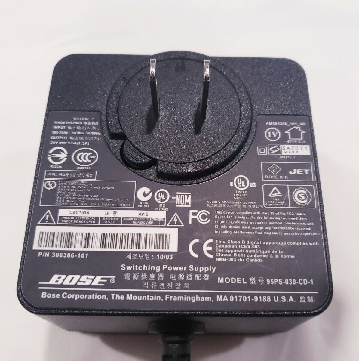 Genuine Bose SoundDock Portable Power Supply AC Adapter Charger 95PS-030-CD-1