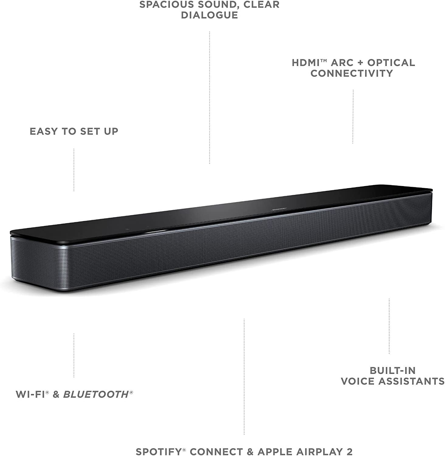 Bose Smart Soundbar 600 Dolby Atmos with Alexa Built-in, Bluetooth connectivity, Black