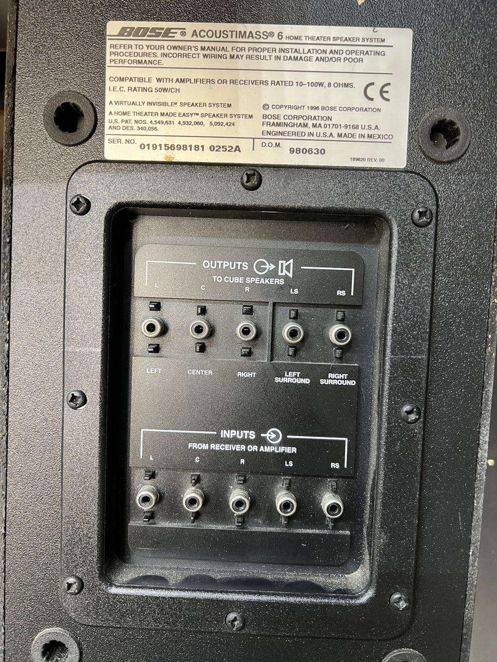 Replacement Subwoofer for Bose Acoustimass  6  Series I II Speaker system