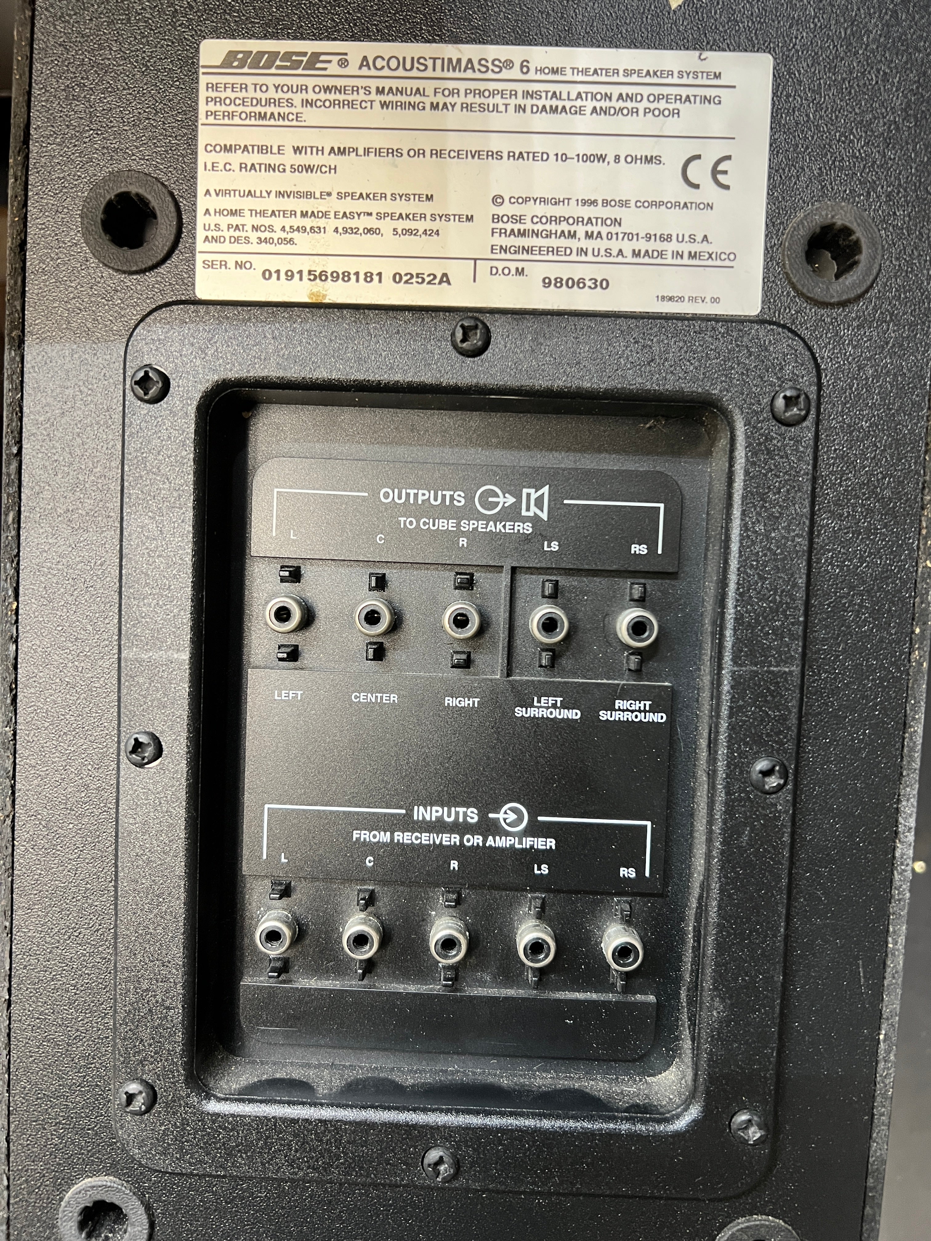 Replacement Subwoofer for Bose Acoustimass  6  Series I II Speaker system