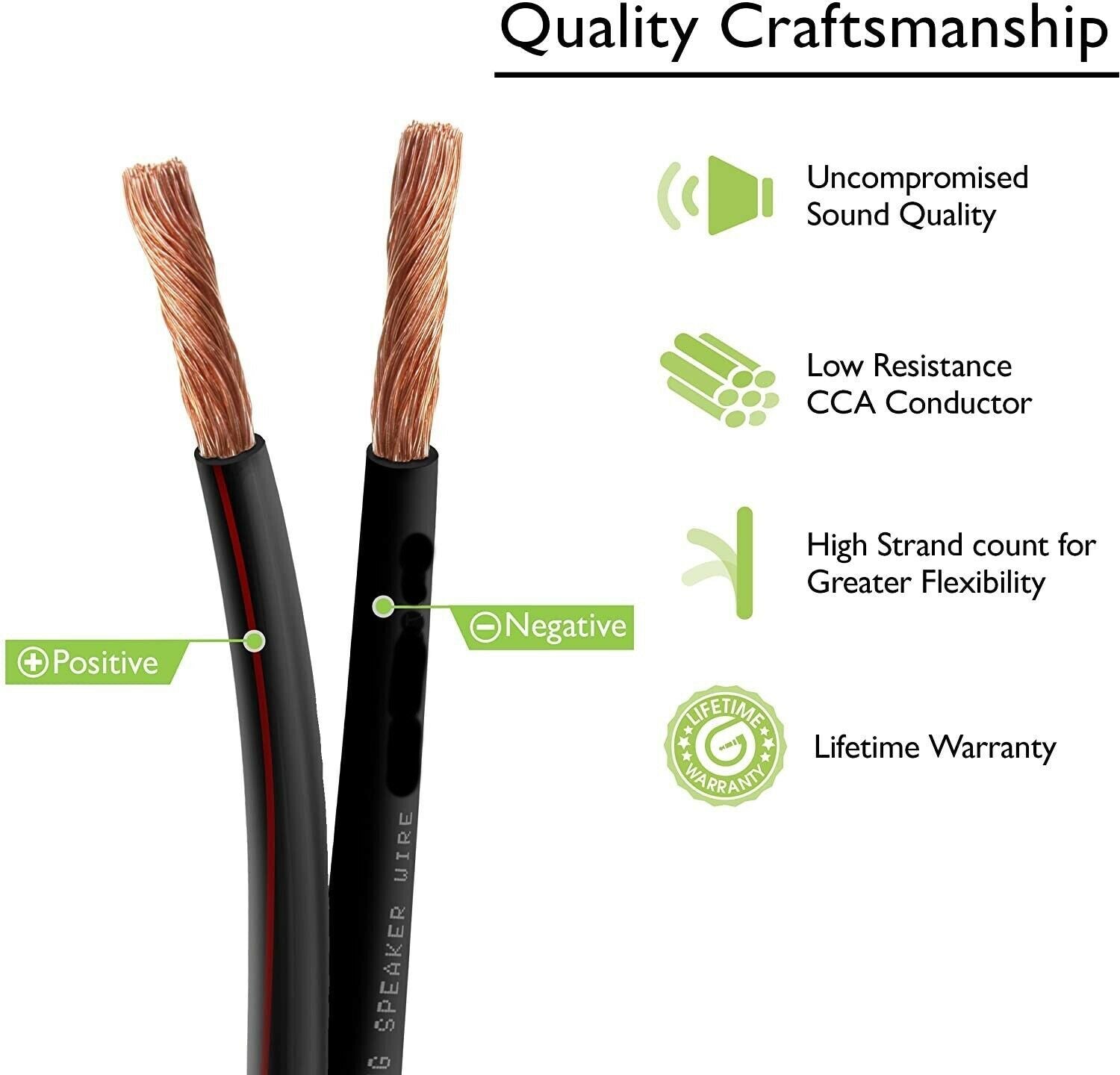 Set of 5 - 16 Gauge Speaker Cable for For 5.1 Home Theater  System