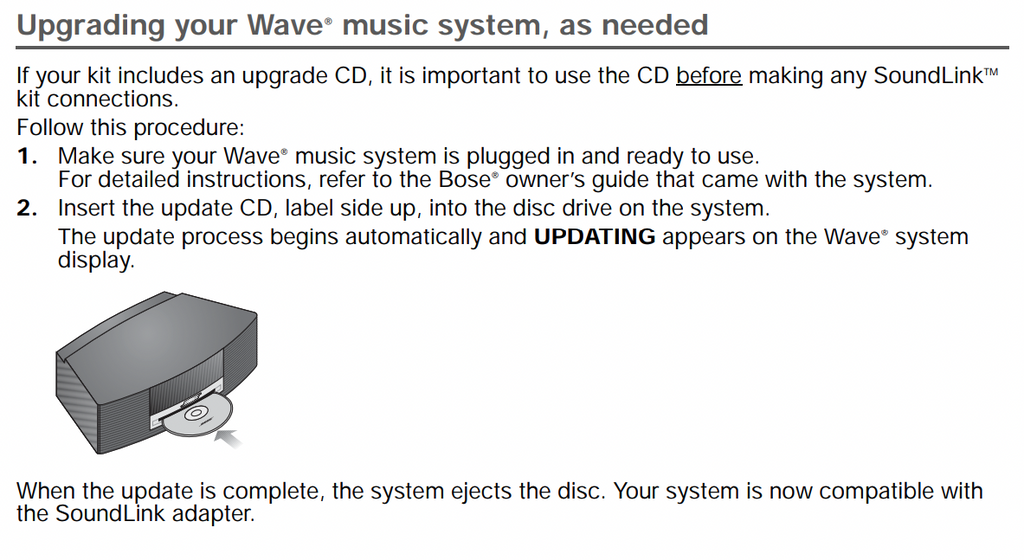 Bose Wave Music II AWRCC1 AWRCC2 Upgrade Kit for Bose Wave Soundlink Adapter