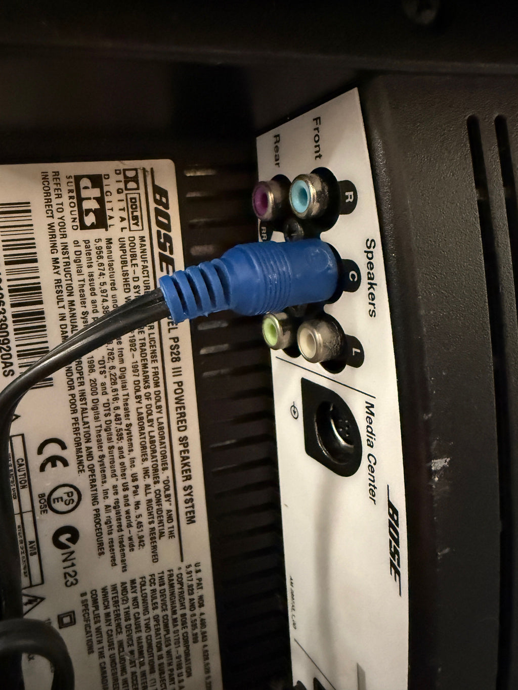 replacement Bose Front Speaker Cables: Left Center Right - 12FT Black