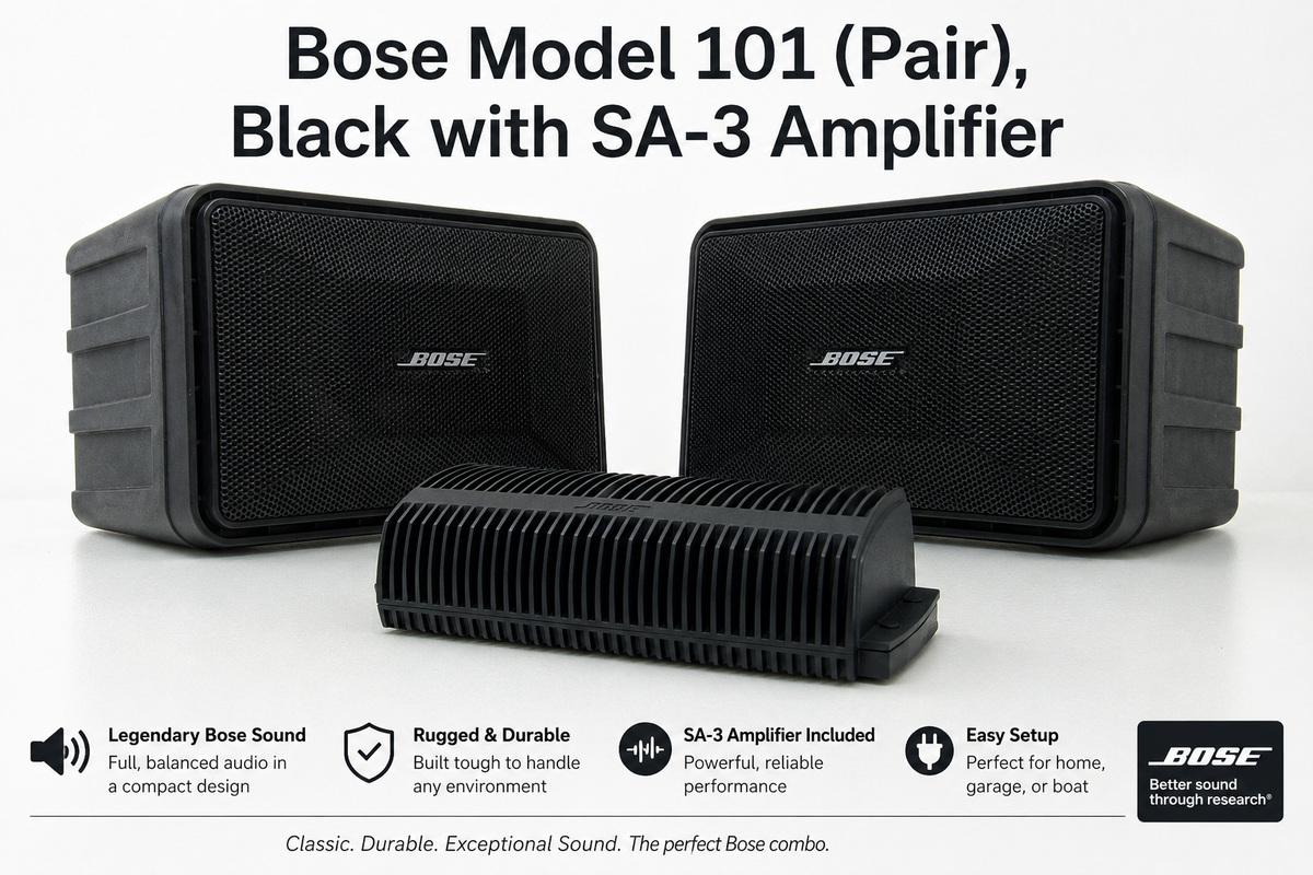 Bose Model 101 (Pair), Black with SA-3 Amplifier + USAV Bluetooth Adapter