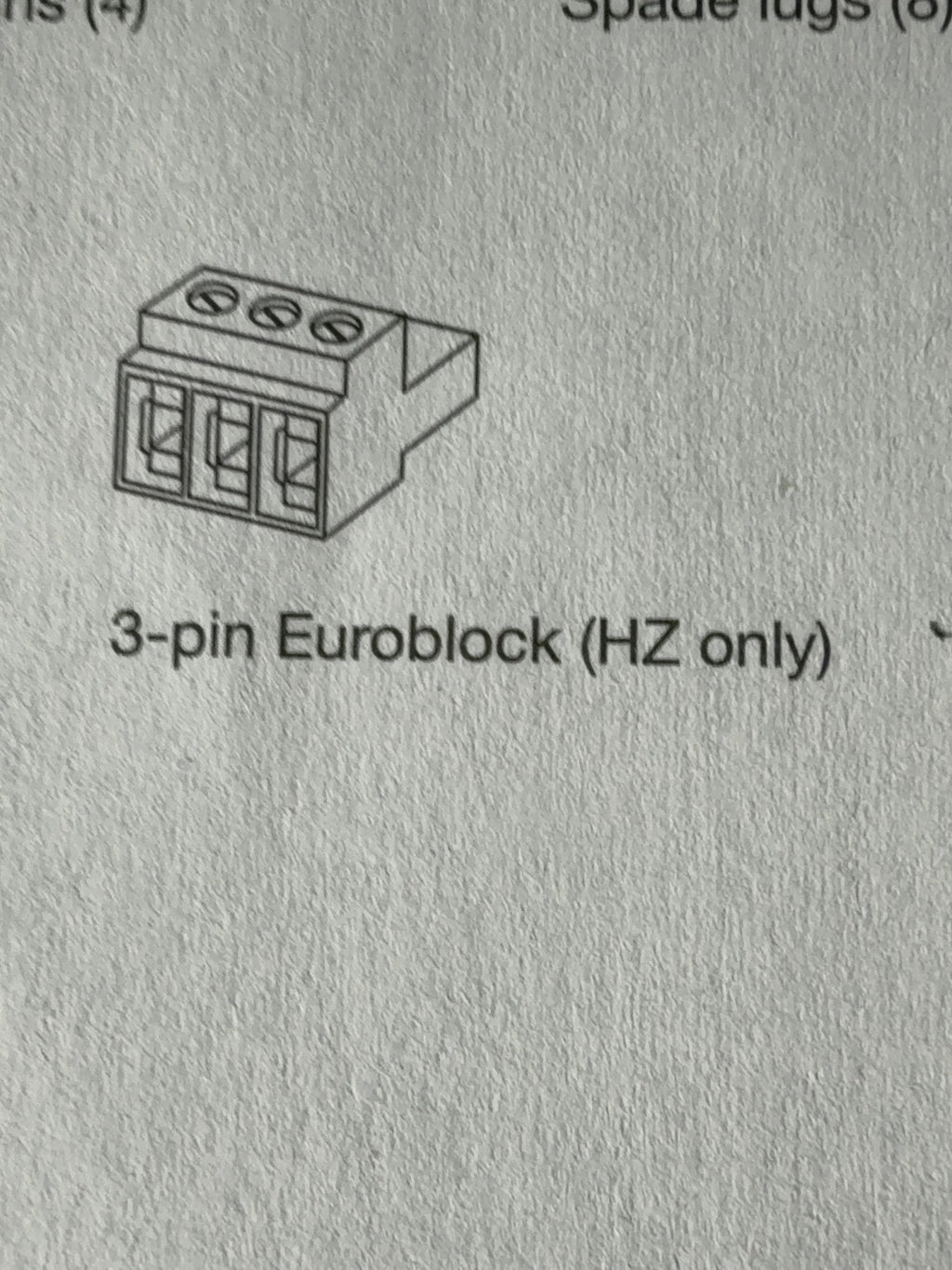 3-Pin Euroblock HZ only connector reference