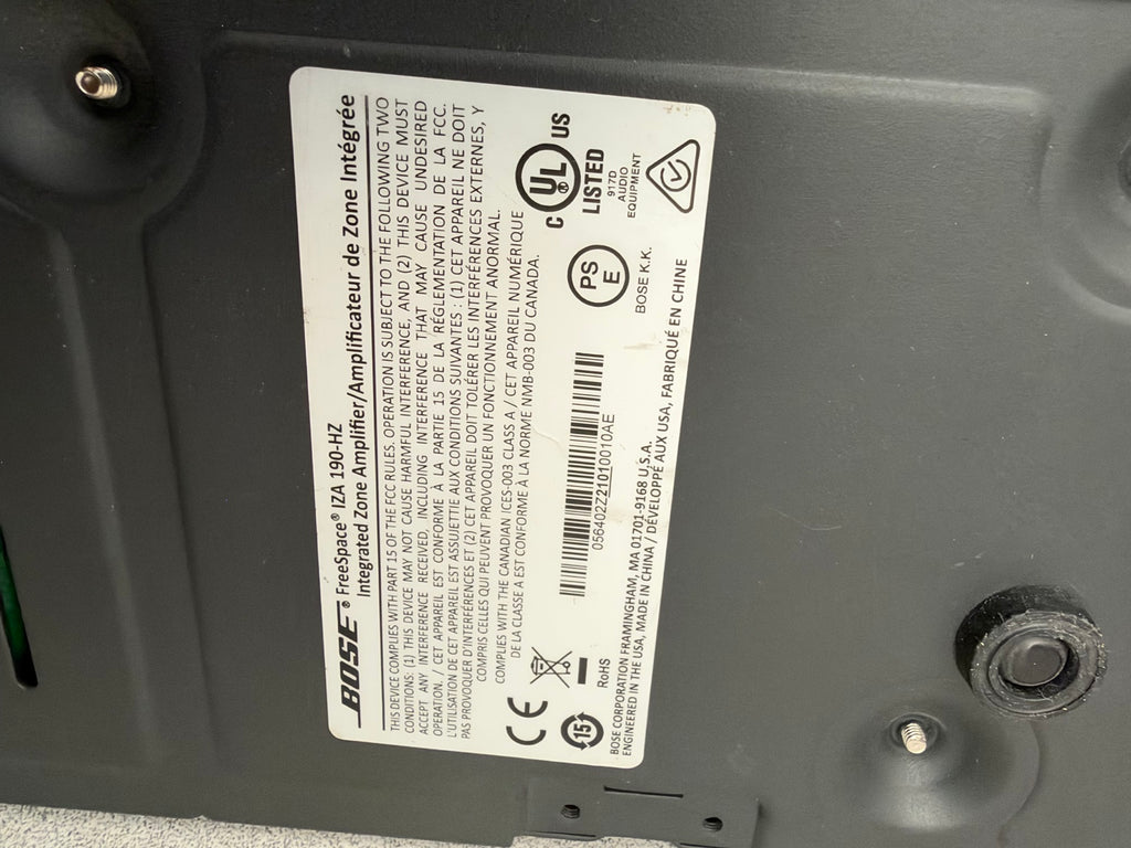 Bose FreeSpace IZA 190-HZ model label