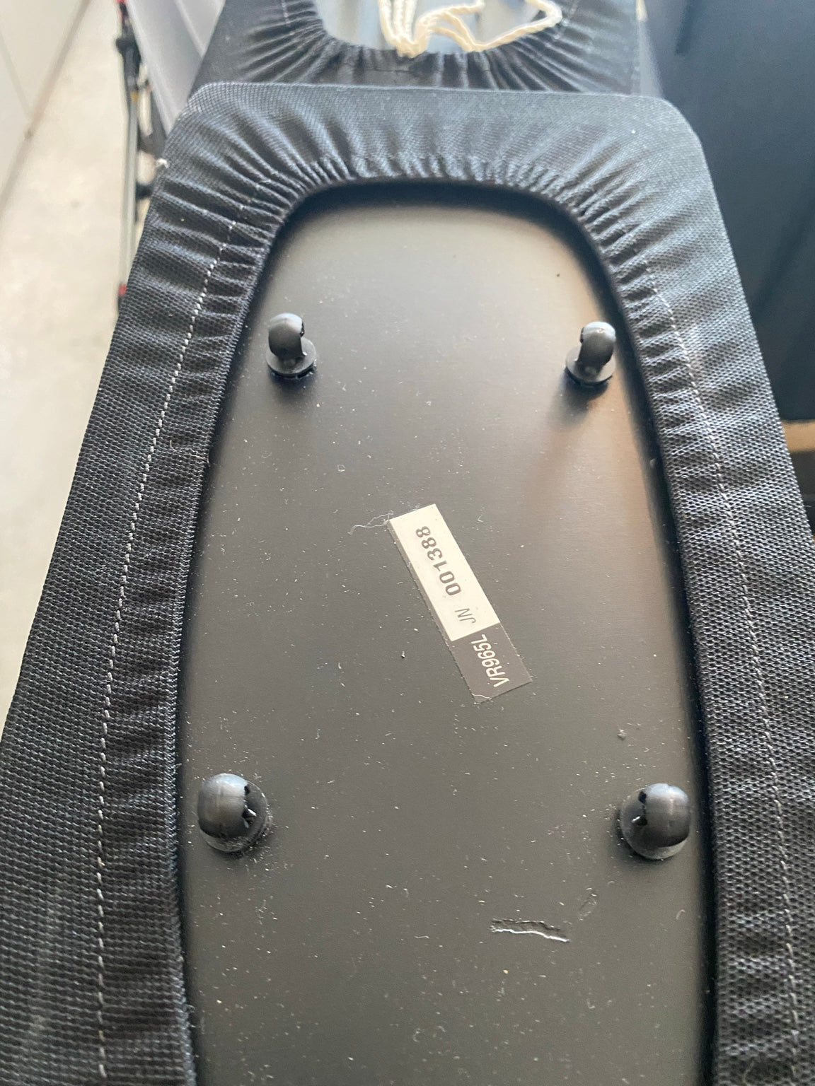 Boston Acoustics VR965 speaker bottom and serial label