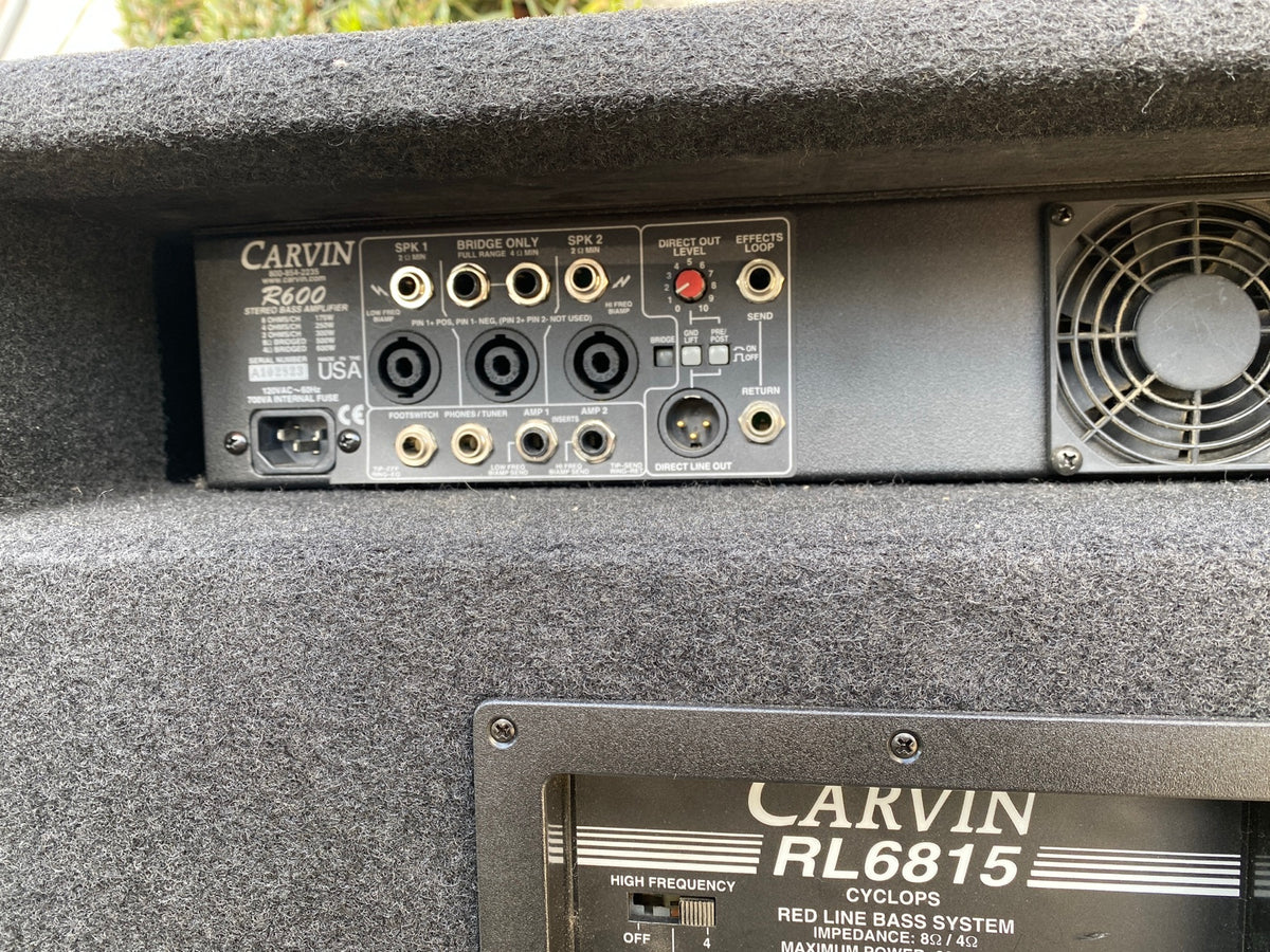 Carvin R600 bass amplifier rear connections