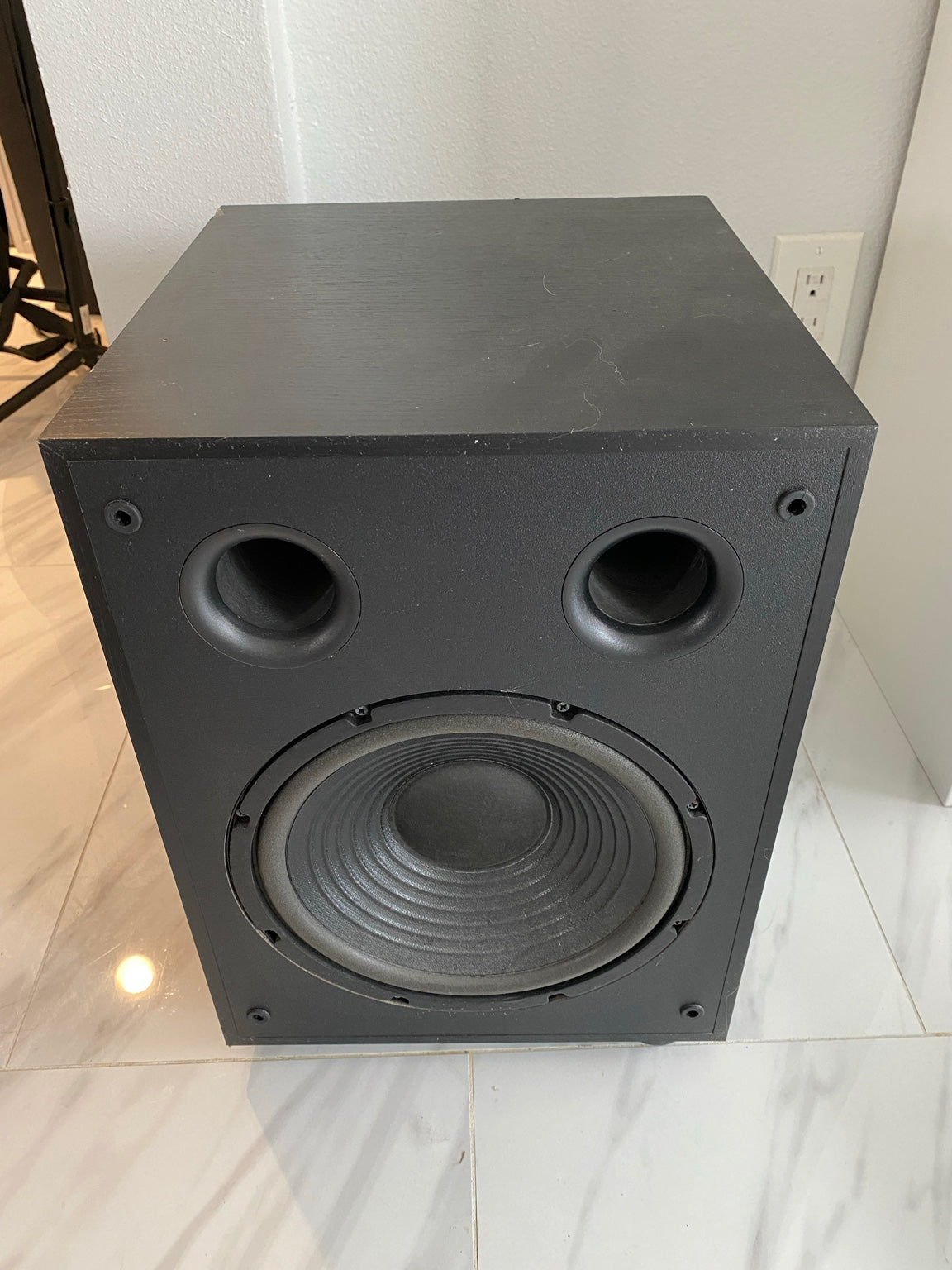 PSB Alpha SubSonic 5 powered subwoofer with grille removed showing woofer, actual item